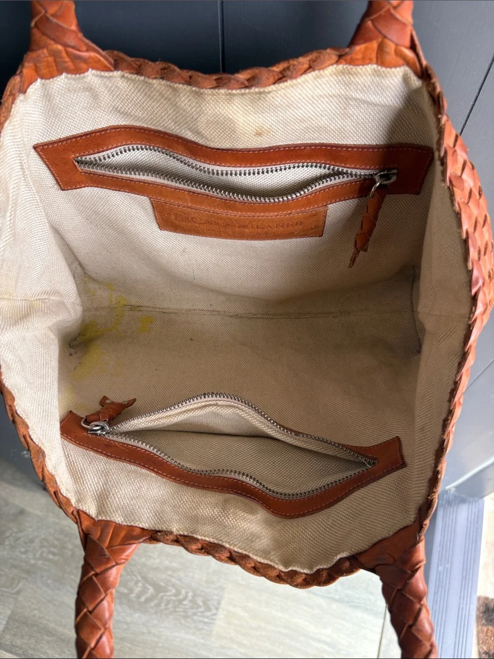 ErCan x Milaner, Rare collaboration Leather Tote Bag in Cognac Brown 16 x 9